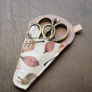 Autumn Leaves Scissor Sleeve • Handsewn Case for Embroidery Scissors with Magnet and Pocket • Handmade Fall Inspired Quilting Gift