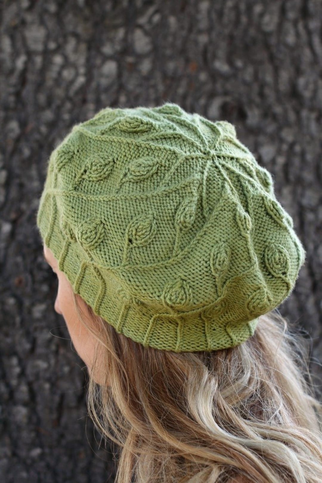 Slouchy Textured Leaf Hat Knitting Pattern • Taking Root Knitting Pattern  PDF • Intermediate Knit Pattern