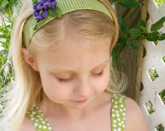 Baby Floral Headband Pattern • Violets are Blue Headband Knitting Pattern PDF • Intermediate Knit Pattern