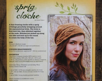 Cloche Knitting Pattern • Sprig Cloche Printed Knitting Pattern • Knitting Pattern Gift
