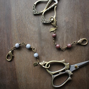 Gemstone Scissor Chain • Handmade Gift for Mom • Elegant Gift for Embroidery, Quilting, Sewing, Knitting, and Crochet