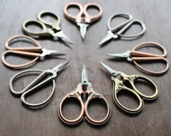 IMPERFECT SECONDS Mini Scissors • 50% Off • Ornate or Minimalist Design in Antique Gold, Copper and Silver • Unique Gift for Sewing