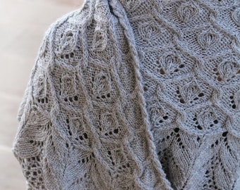 Shawl Pattern • Cable and Lace Four Seasons Shawl Instant Download PDF for Intermediate Knitters - Adult Sizing • Intermediate Knit Pattern