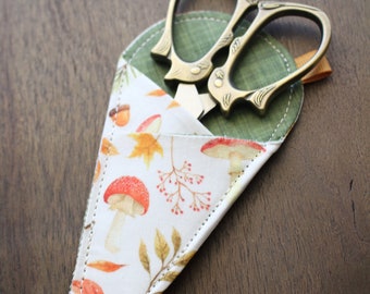 Forager Scissor Sleeve • Handsewn Case for Embroidery Scissors with Magnet and Pocket • Handmade Autumn Inspired Quilting Gift