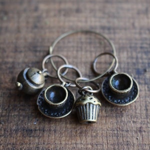 Afternoon Tea Stitch Markers for Knitting • Teatime-Inspired Stitch Markers • Gift For Knitter