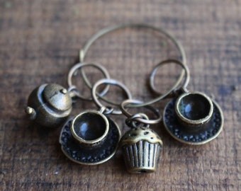 Afternoon Tea Stitch Markers for Knitting • Teatime-Inspired Stitch Markers • Gift For Knitter