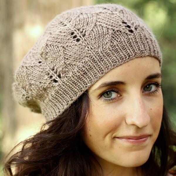 Lace Leaf Beret Knitting Pattern • Thicket Knitting Pattern PDF • Intermediate Knit Pattern