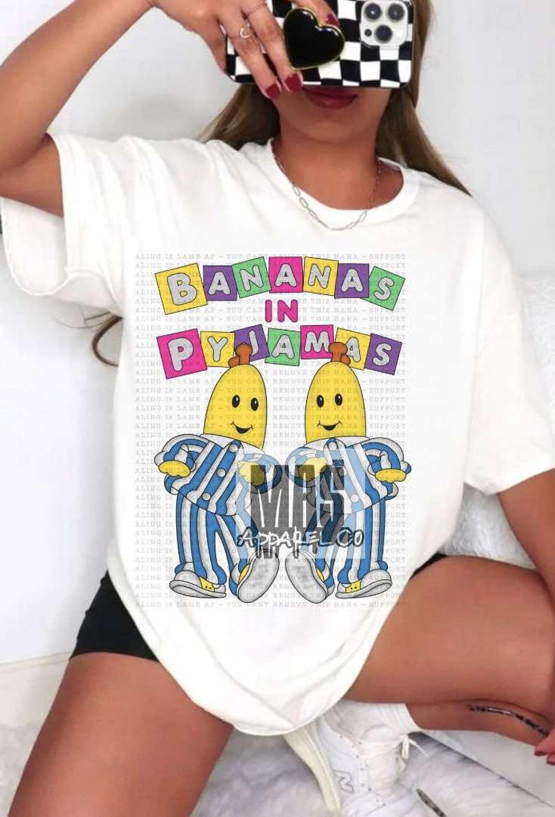 Bananer i pyjamas t-shirt 90-tals tecknad t-shirt nostalgisk t-shirt bild 5