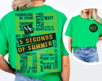 5 seconds concert song title graphic tshirt gift