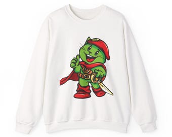 Sudadera del Capitán Plin / Gráfico de gato caprichoso, estilo retro