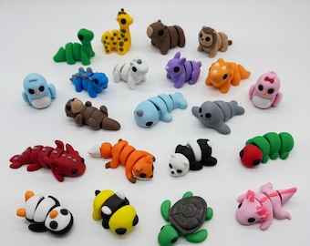 3D Printed Articulated Mini Animal Fidgets - Adorable and Fun Designs - Sensory Fidget - ADHD Fidget - Party Favor or Gift - Cute Pocket Pet