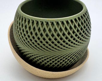 Modern Planter with Saucer | Indoor Plant Pot | Minimalist Decor | Perfect for Succulents, Small Plants, & Cacti | 3D Printed | Drift Model