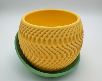 Modern Planter with Saucer | Indoor Plant Pot | Minimalist Decor | Perfect for Succulents, Small Plants, Cacti | 3D Printed | Radiant Model