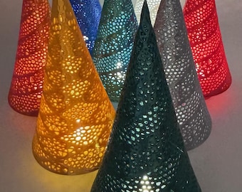 Shiny Christmas Tree Figurine with Tea Light - 3D Printed