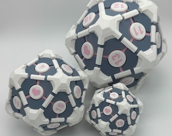 Portal Companion Cube 3D printed decorative D20