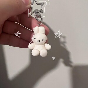 Handmade clay miffy keychain with star clasp