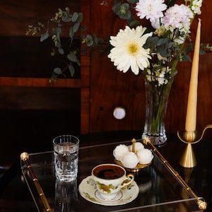 Clear Acrylic Tray with Brass Details – Chic Coffee & Serving Tray