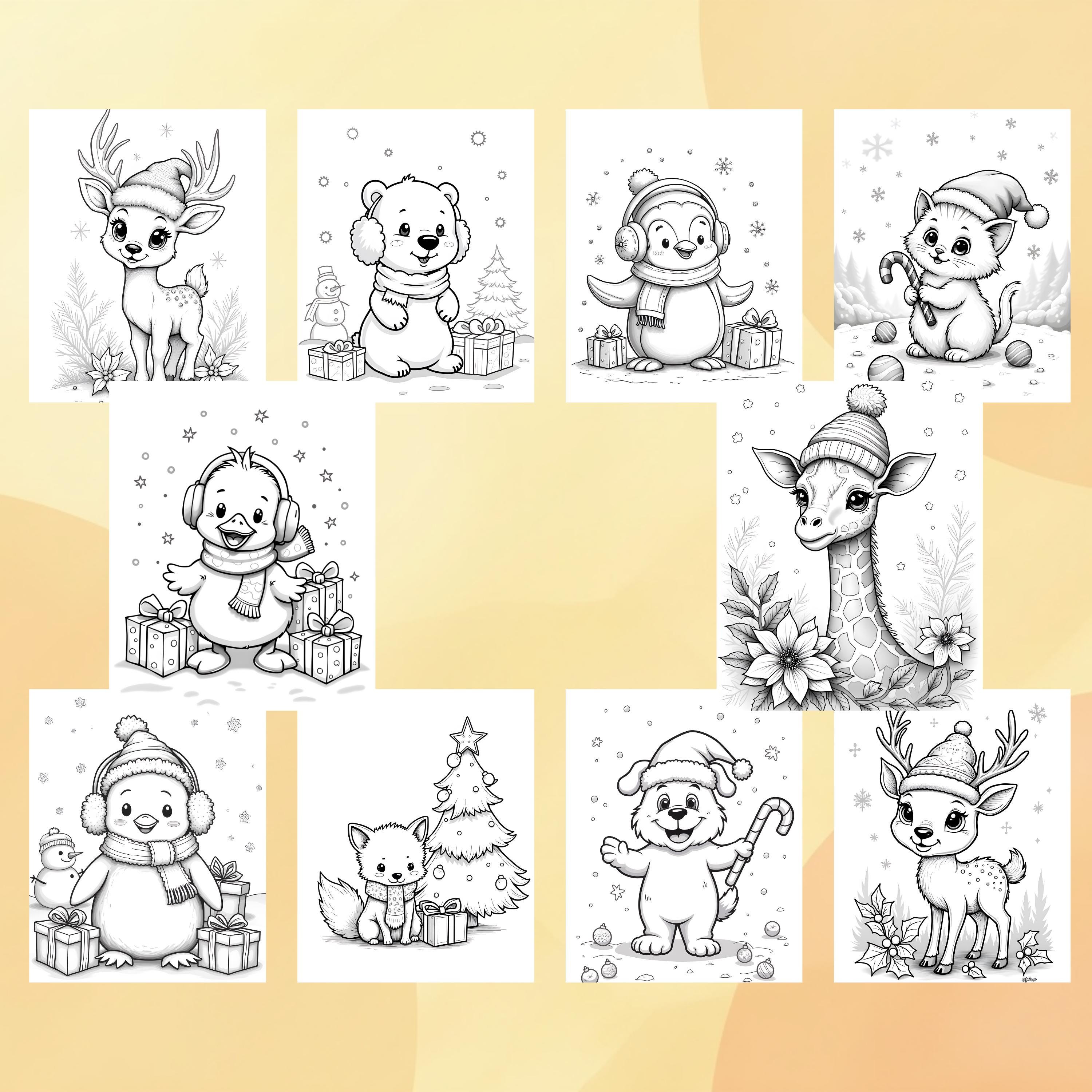 Christmas Animals Coloring Page, Cute Reindeer Printable, Cute ...