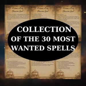 Witchcraft Grimoire Collection | 30 Printable Spell Pages | Book of Spells, BOS, Wicca Magic Book PDF for Beginners
