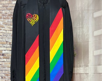 Rainbow Wedding, Funeral, LGBTQ Officiant Clergy Stole with Rainbow Hearts