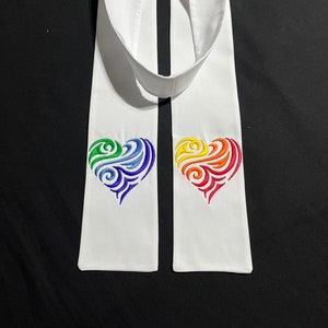 Officiant Clergy Stole with Rainbow Hearts, Rainbow Wedding, Officiant Gift