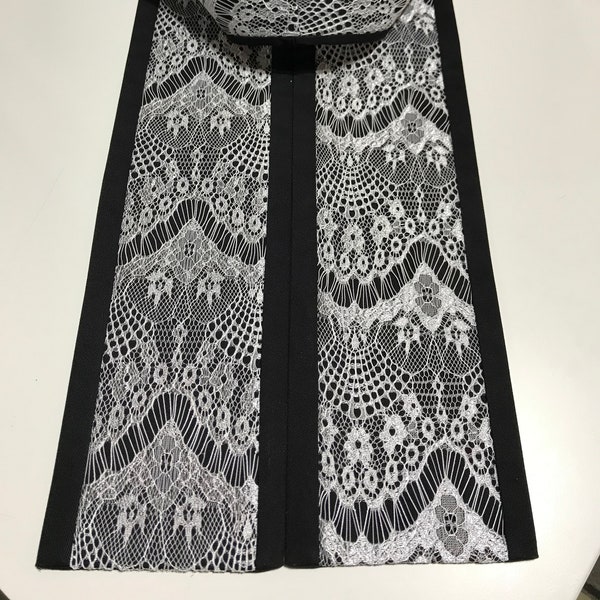 Black & White Lace Wedding or Funeral Officiant Clergy Stole