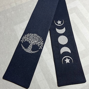 Officiant Stole with Deeply Rooted Tree of Life and Moon Phases with Crescent Stars