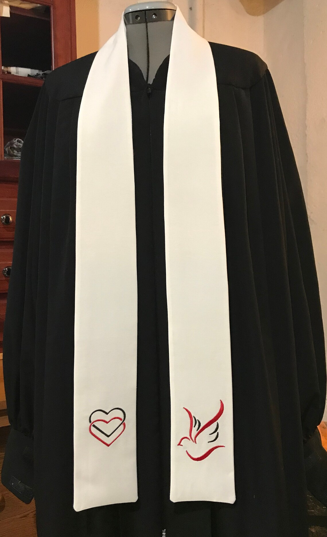 Ordination Wedding or Funeral Officiant Clergy Stole With Red Etsy