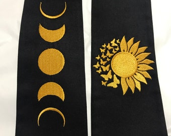 Clergy Stole with Butterfly Sunflower and Moon Array, Officiant Stole, Clergy Gift