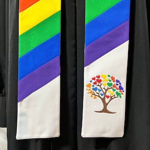 Rainbow Wedding Clergy Stole: Dove & Tree Design
