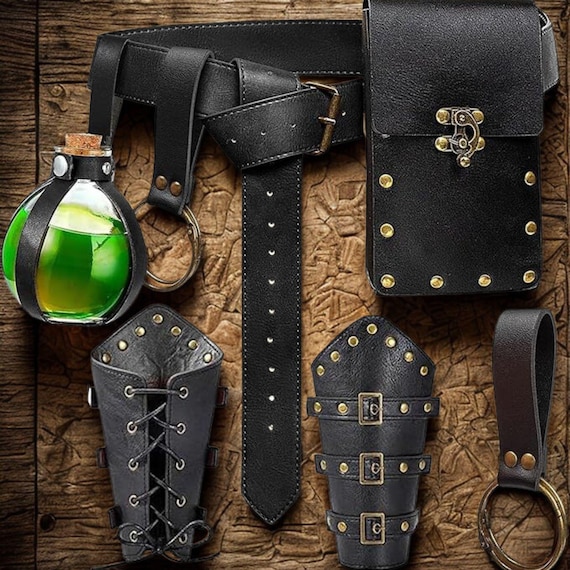 Viking Leather Bracers Renaissance Accessories, Handmade  display picture 3