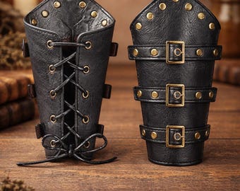 Gantelets de brassards en cuir viking - Protège-bras médiévaux pour hommes et femmes Cosplay armure Renaissance