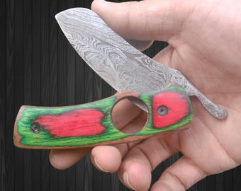 Wooden Damascus Knife Handmade Personalized Groomsmen Custom CIGAR CUTTERS Engraved Cigar accessories-Golf Gift-gift for husband