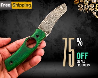 Cortador de puros de madera verde hecho a mano - Cuchillo para puros de Damasco para hombres, herramienta para puros personalizada con funda de cuero, regalo para padrinos de boda