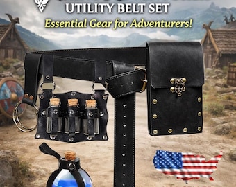 Medieval Leather Belt Pouch Set – Viking Renaissance – Handmade Leather Cosplay Accessory