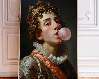 King BubbleGum Art Print - BubbleGum Wall Art Poster, Renaiss Bubblegum Art Print, digital download print