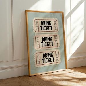 Drink Ticket Bar Kunstdruck - Drink Ticket Poster, trendige Wandkunst, kikiandnim, druckbare Bar Hut Dekor Digitaldruck