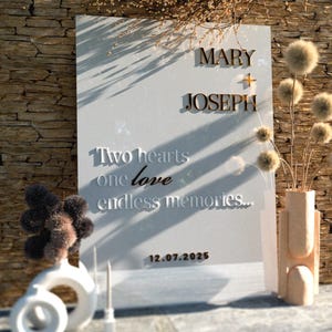 Cartello per matrimonio con frasi emozionanti, cartello rettangolare per cerimonia, decorazione per ingresso matrimonio, cartelli per matrimonio in acrilico bianco, decorazione rustica per matrimonio