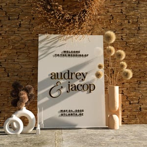 White Acrylic Wedding Welcome Sign – Modern Reception Decor