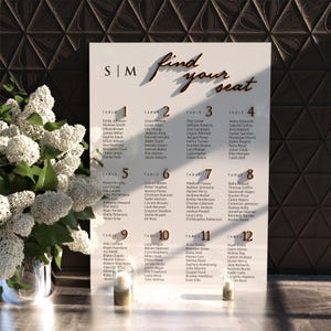 Custom Acrylic Wedding Seating Chart: 3D Lettering, Modern Reception Decor
