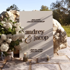 Cartello di benvenuto per matrimonio in acrilico rettangolare, cartello di benvenuto bianco, segnaletica per matrimonio 3D, segnaletica per matrimonio personalizzata, benvenuti al nostro matrimonio, rustico