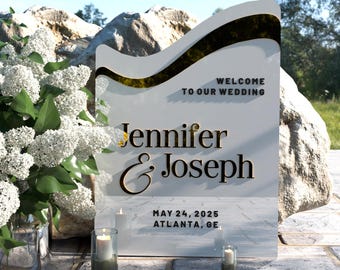 Wedding Entrance Sign, Welcome Sign with 3D Mirror Names, Welcome Wedding Sign, Welcome To Our Wedding, Reception Signage, Unique Wedding