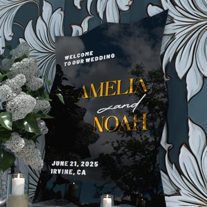 Personalized Acrylic Wedding Welcome Sign: 3D Gold Lettering, Modern Reception Decor