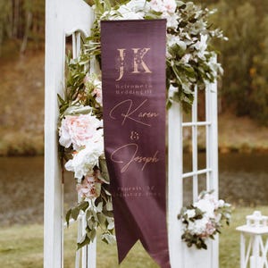 Fabric Wedding Welcome Sign, Wedding Decoration, Printed Fabric Wedding Sign, Ready to Hang, Personalized Wedding Signs, Custom Wedding Sign