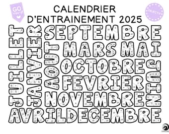 NUMÉRIQUE - Calendrier d’entraînement 2025 à colorier en français - Motivation quotidienne - Imprimable