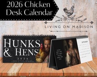 Bureaukalender grappige kip 2026 | Hunks & Hens™ boerderijdecor | Valentijnscadeau