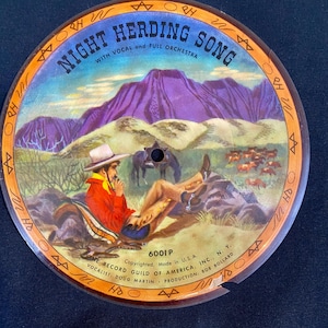 Vintage Children&#39;s Cowboy Songs on 78 rpm picture record