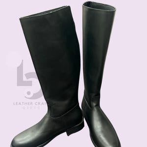 Herren Reitstiefel aus schwarzem Leder, Herren Reitstiefel aus schwarzem Leder, handgefertigte lange Stiefel, schwarzes Leder hohe englische Stiefel, Geschenke.