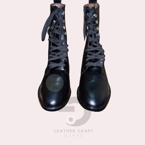 Men&#39;s Military Boots Long Leather Combat Boots | Handmade Leather Boots | Handmade Boots Mens Leather Boots | Man Lace-up Ankle Boots | gift