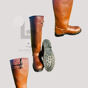 Chaussures d'équitation pour hommes, botte d'équitation en cuir véritable, bottes d'équitation pour hommes, bottes d'équitation en cuir à boucle, bottes d'équitation sur mesure